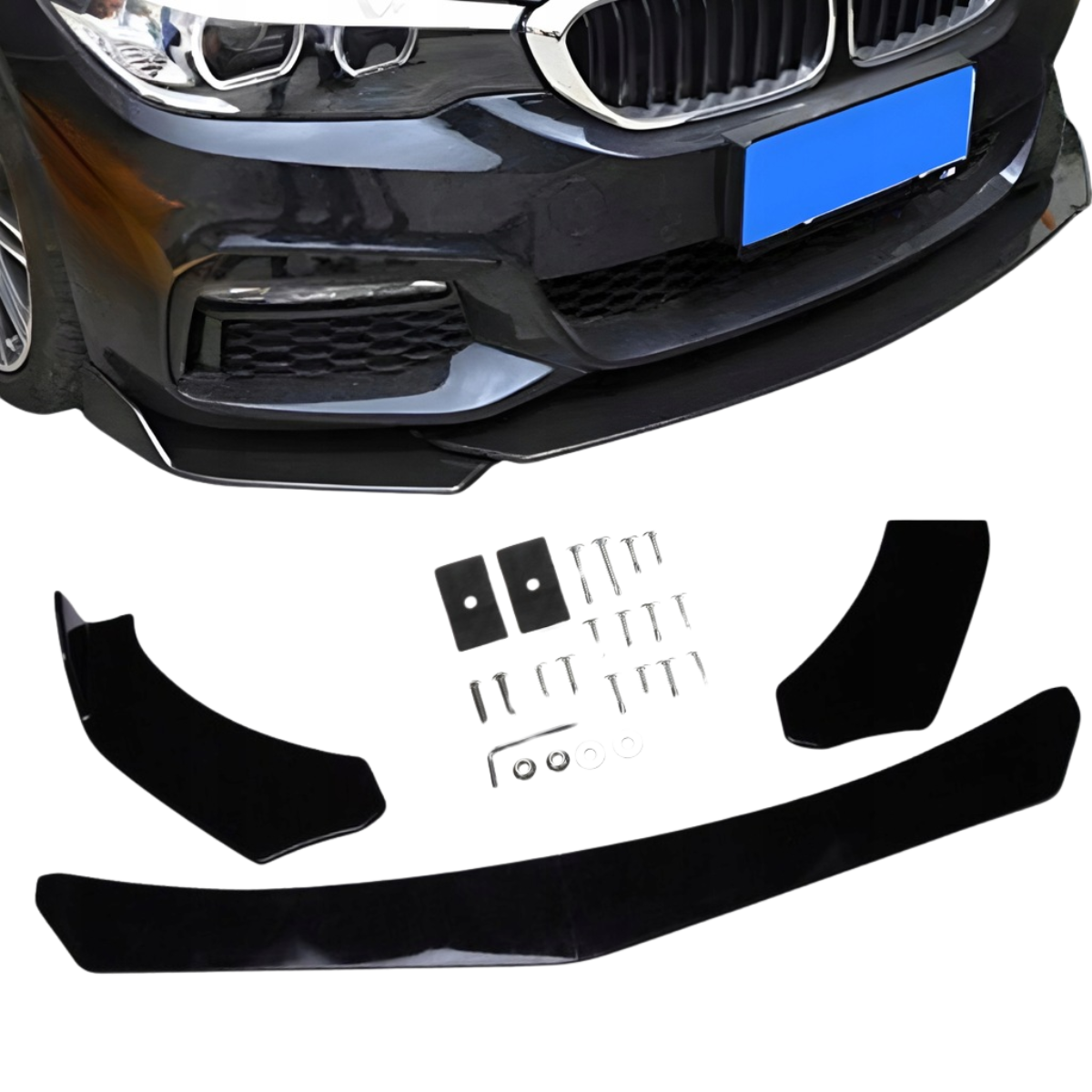 SPLITTER UNIWERSALNY TUNING CZARNY POŁYSK DO BMW AUDI VW RENAULT