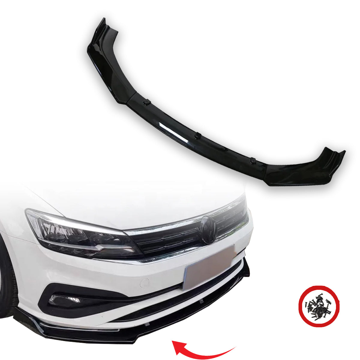 Uniwersalny SPLITTER dokładka przedniego zderzaka Czarny Połysk VW BMW AUDI